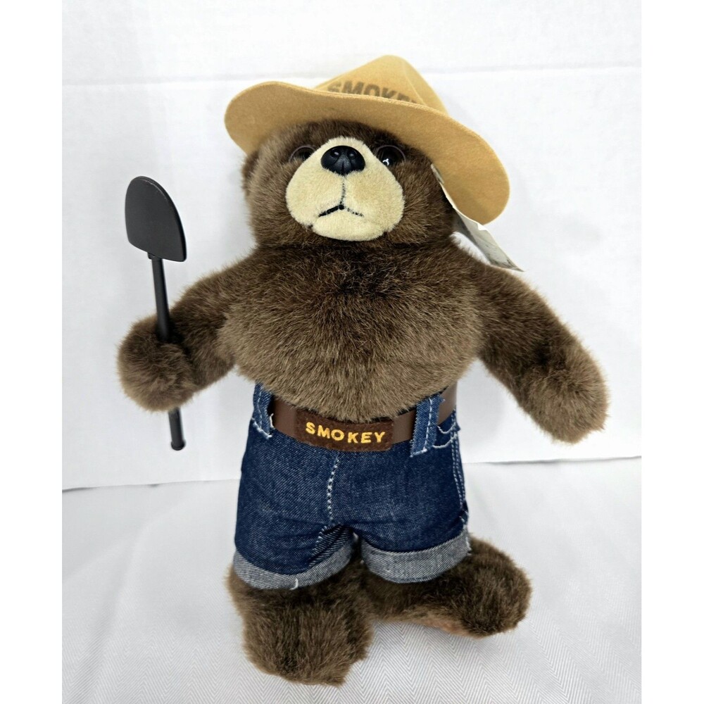 Vintage Smokey The Bear Plush 1996 IBTT Bon Ton Toys 50th Anniversary Shovel Hat